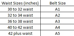 Waist Belt Size Chart