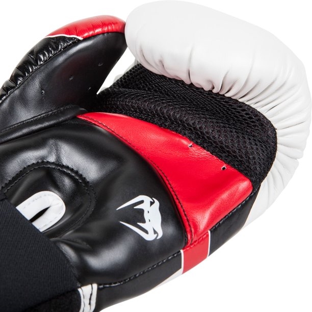 Venum Elite Hook and Loop Training Boxing Gloves White/Black/Red 